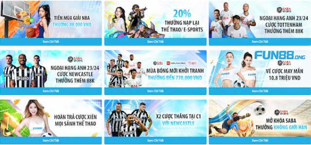 Khuyến Mãi Fun88 10 Khuyến mãi thể thao Fun88 cực hấp dẫn